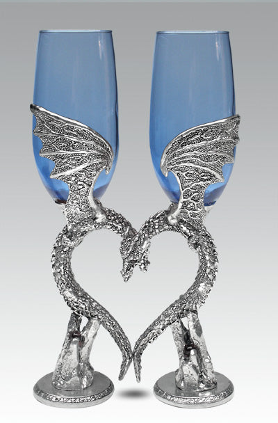 Dragon Heart Wing Glasses / Flutes Wedding Wine Glasses by Fellowship ...