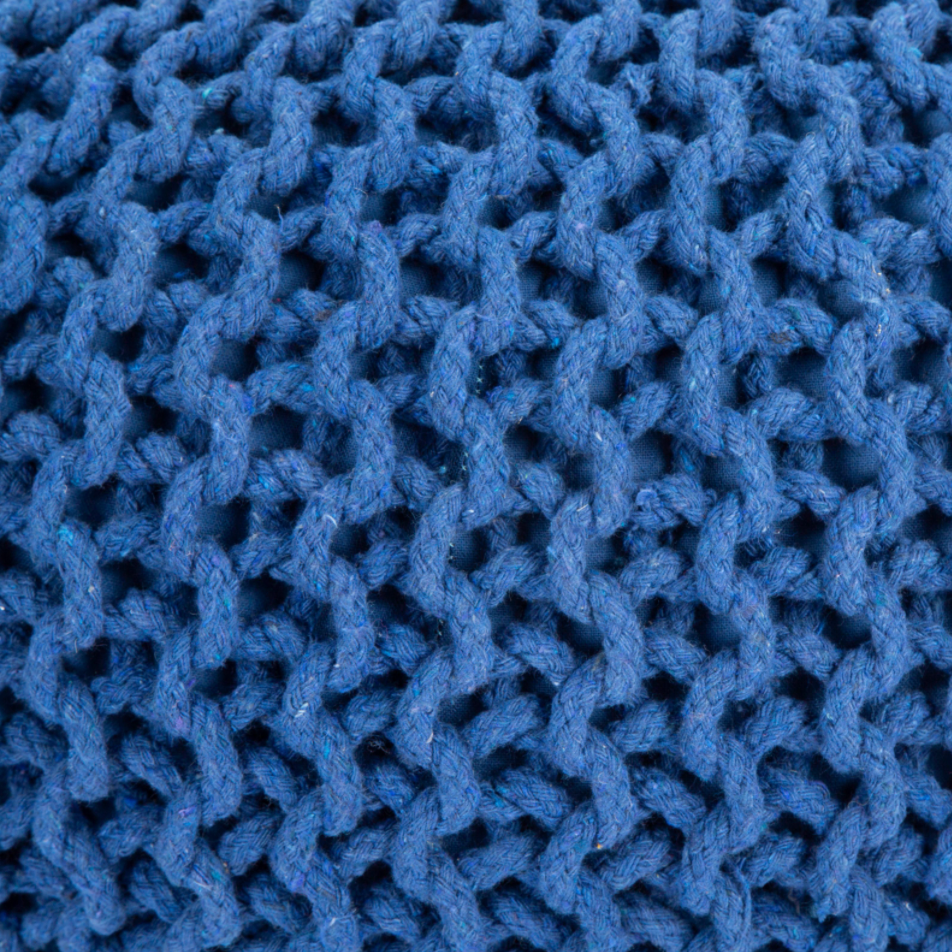 Handmade Knitted Pouffe Footstool 50cm - Blue Bravich LTD.