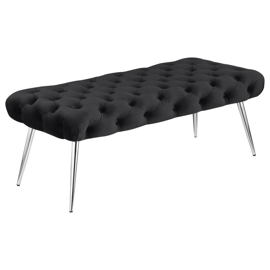 Ella Upholstered Bench with Tufting and Sturdy Metal Legs