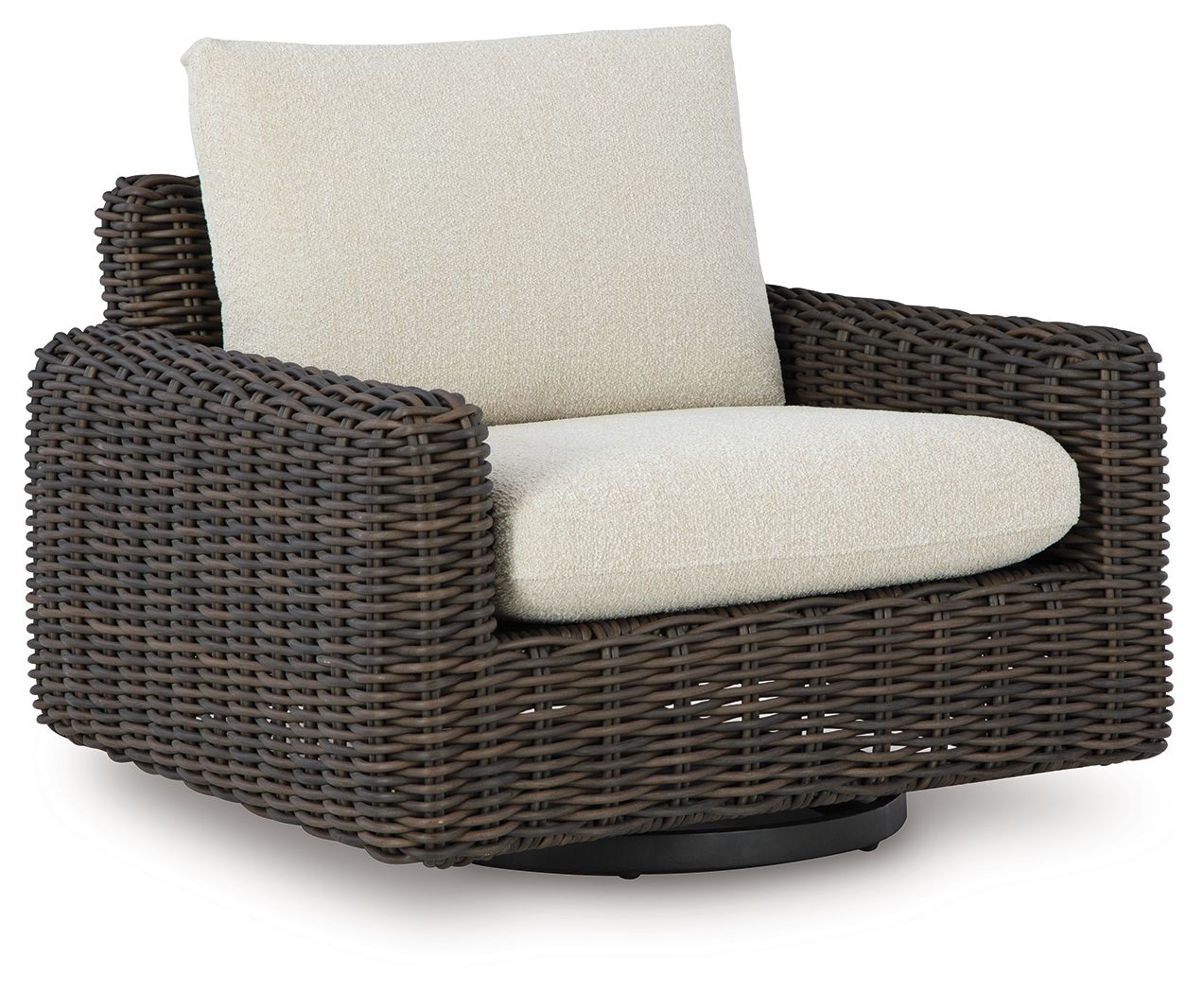 Kimora Swivel Glider Lounge in Beige / Dark Brown with Cushion