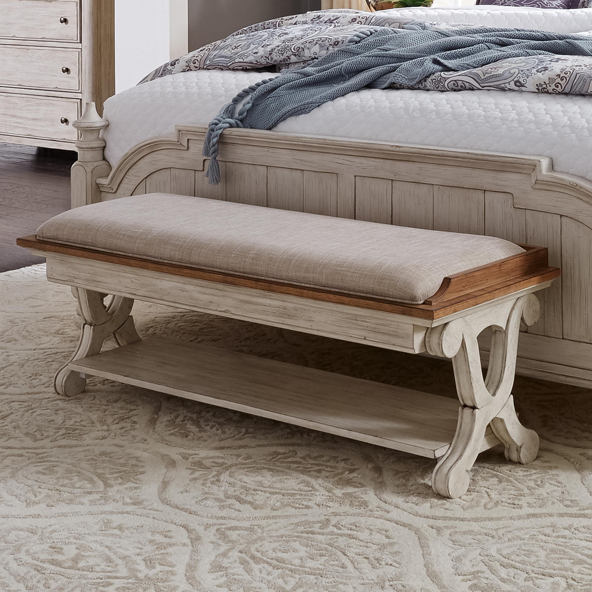 Reimagined Farmhouse White Bed Bench