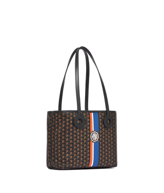 MOYNAT Grained Calfskin Canvas 1920 Oh! Tote Ruban MM Carbon Silver 1274253
