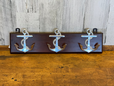 Anchor & Rope Hook, Distressed White Iron Metal Anchor Wall Hook