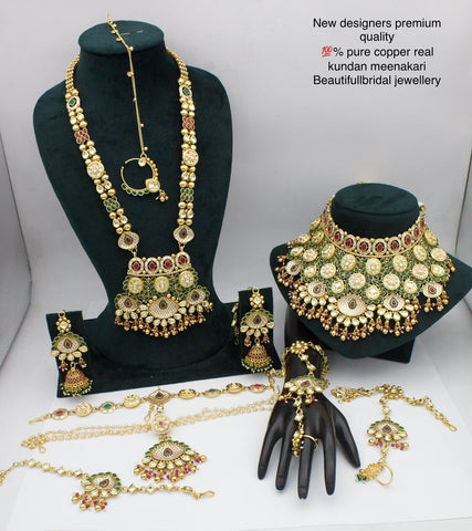 Exquisite Red and Green Mix Copper Bridal Jewelry Set