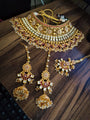 ZEVAR I Pure Copper Kundan & Meenawork Semi Bridal Necklace Set