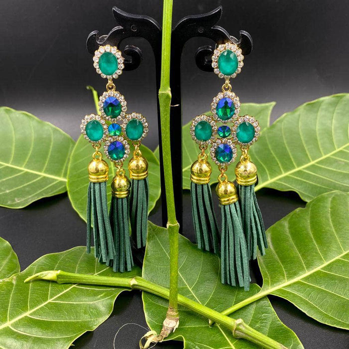 Brass Amira Earrings (Green) @162 /- Desi Jhumka