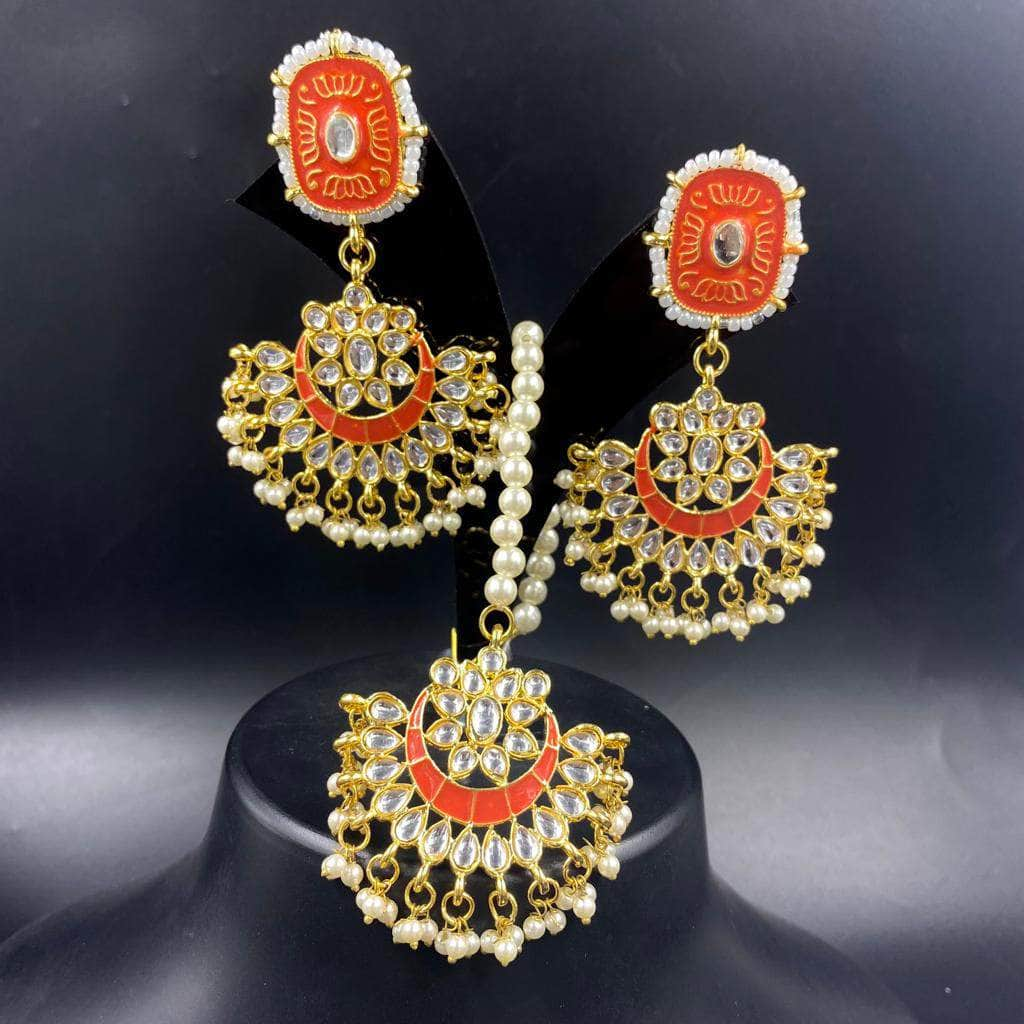 Buy Women's Punjabi Maang Tikka With Earrings By Bindhani