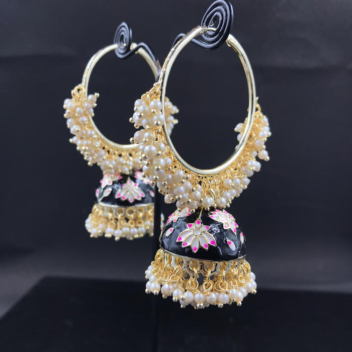 Luxury Black Crystal Indian Earrings Piercing Women's Vintage Bollywood  Gold Color Carved Alloy Earrings Pendient - AliExpress
