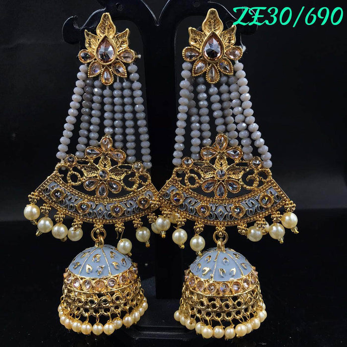 Pretty Long Chandbali Jhumkas With American Diamonds & Emerald Stones E89 |  Indian jewellery design earrings, Gold jewelry fashion, Indian jewelry  earrings