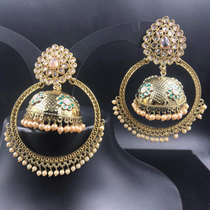 Buy Fida Wedding Gold Plated Dome d Mirror Jhumka Earrings For Women online