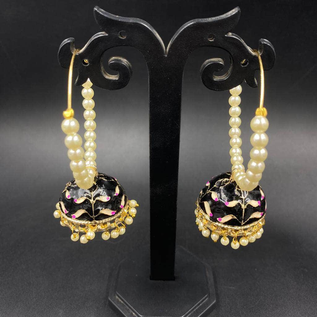 Black paisley meenakari jhumkas by Amreli Jaipur  The Secret Label