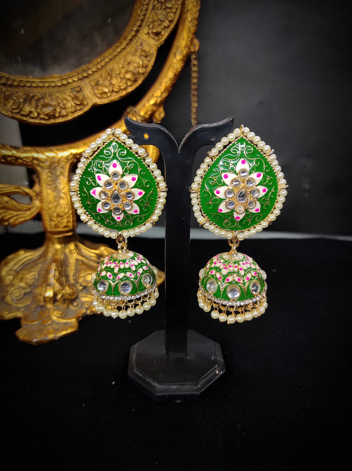 Silver Gold Plated Round Multicolor Jhumka Earrings – Pia Ka Ghar