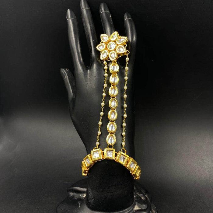 YouBella Set of 2 Black Gold-Plated Kundan Stone-Studded Bangles