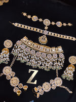 ZEVAR I Pure Copper Kundan & Meenawork Semi Bridal Necklace Set