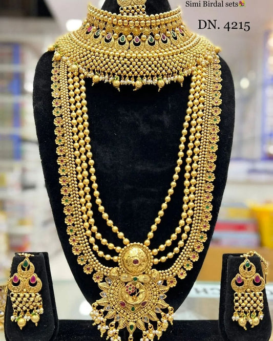 Traditional Green Gold-Plated Kundan Dulhan Bridal Jewellery Set By Zevar.