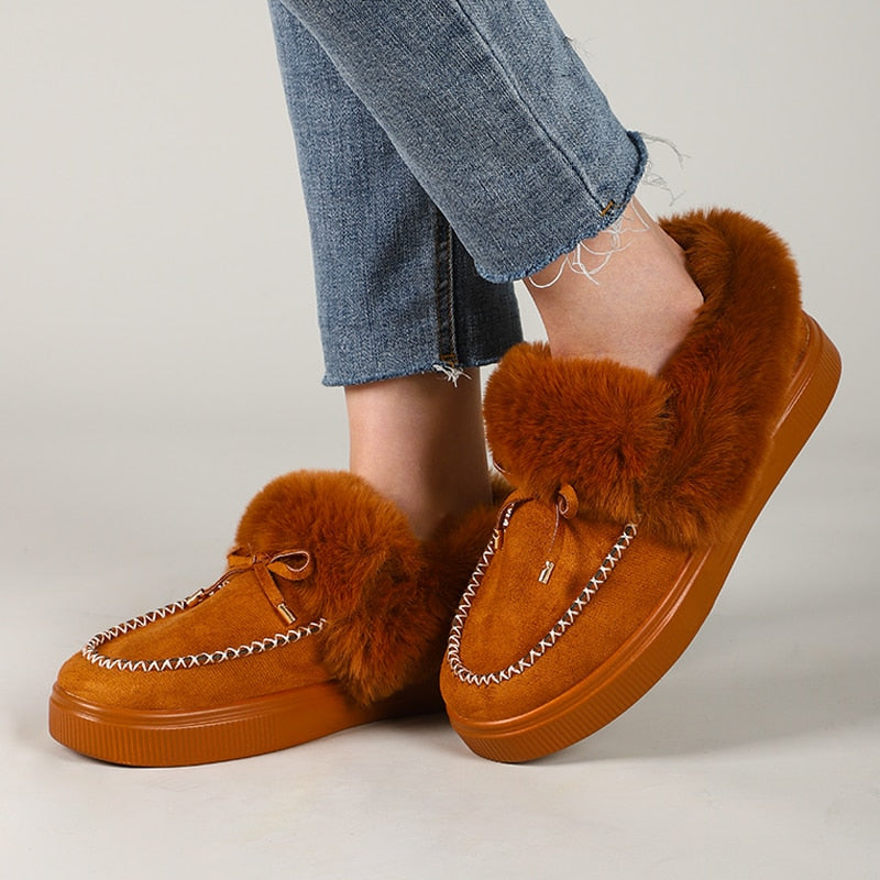 fur lined slip on loafers