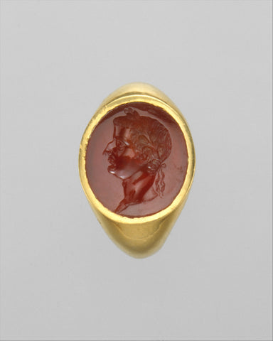 Carnelian Ring with Intaglio Portrait of Tiberius