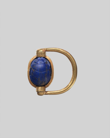 Scarab Carved into Lapis Lazuli Stone Ring