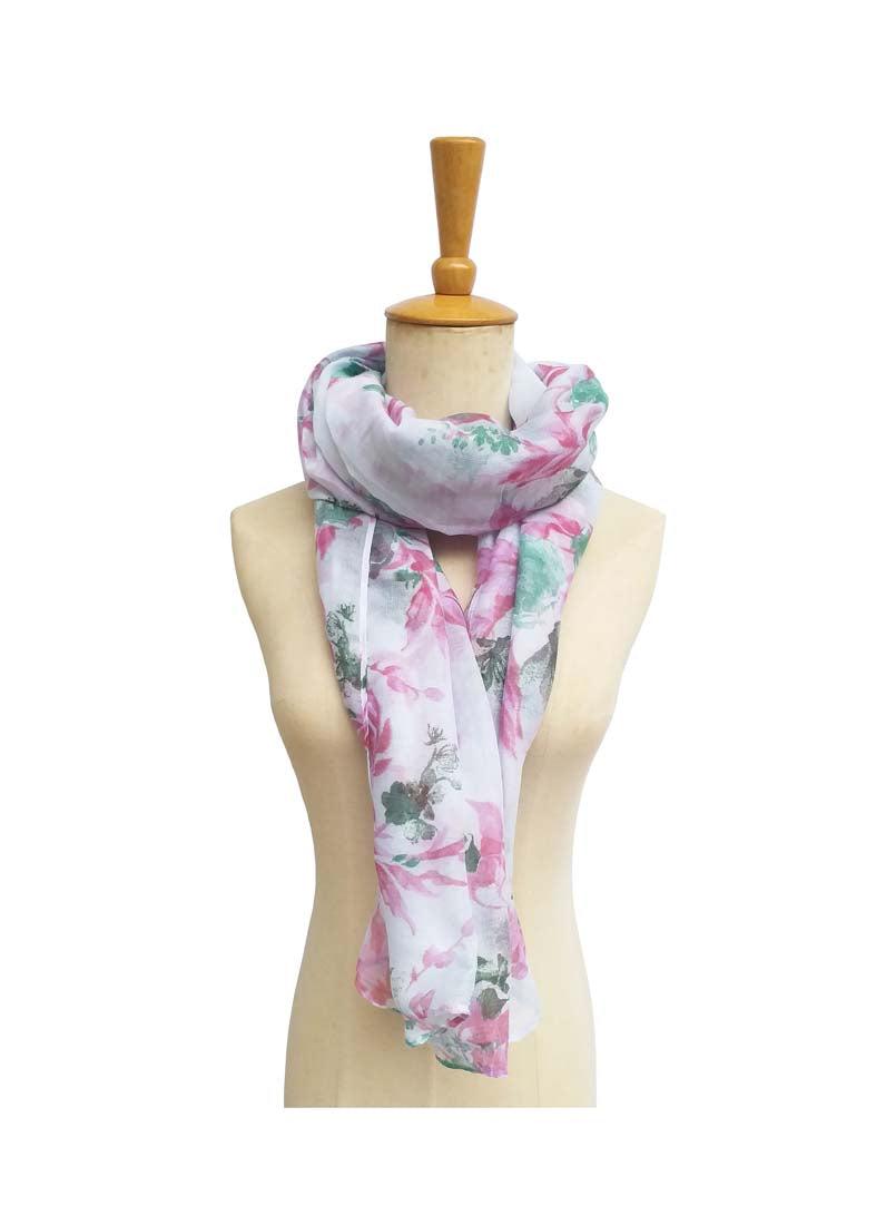 Lilac Coloured Floral Scarf