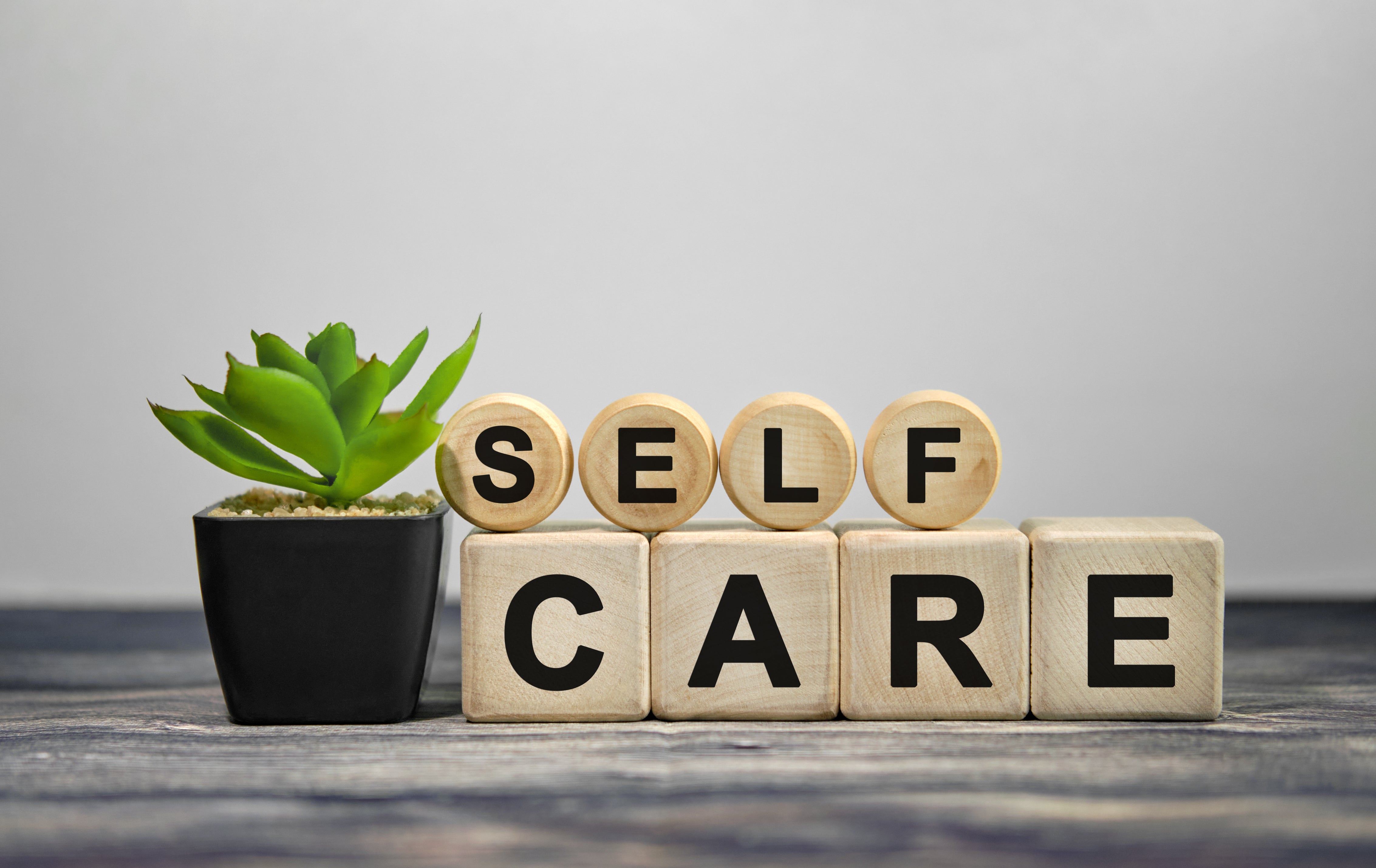 Sign showing self care text