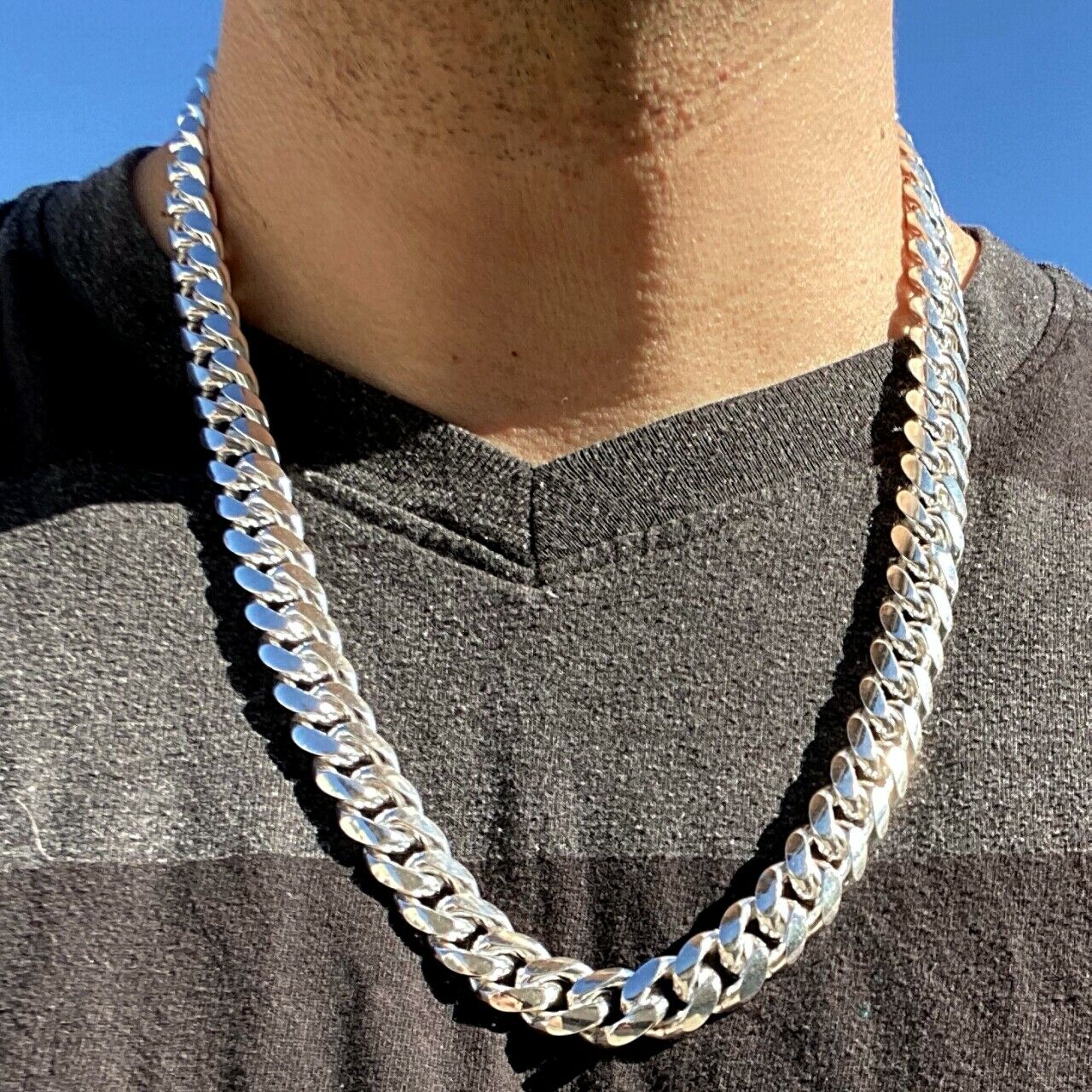 Mens Solid 925 Sterling Silver Iced Cuban Link Chain Flooded Out CZ 12mm  18-24