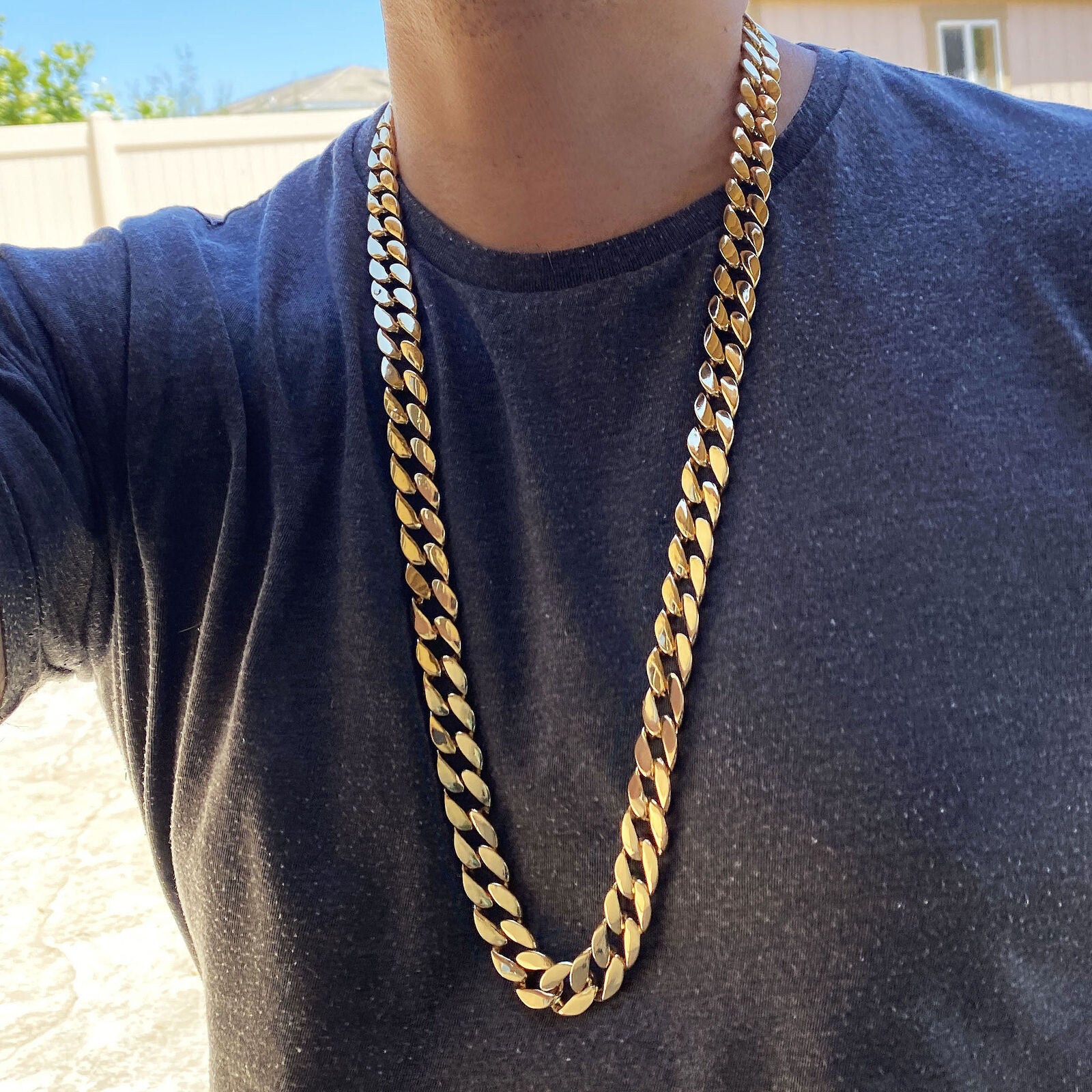 Men's Flat Black Sand Blast Cuban Link Chain 18MM Thick x 30 Hip Hop  Necklace