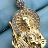 14K Gold Plated over 925 Sterling Silver San Judas St Saint Jude Iced CZ Pendant