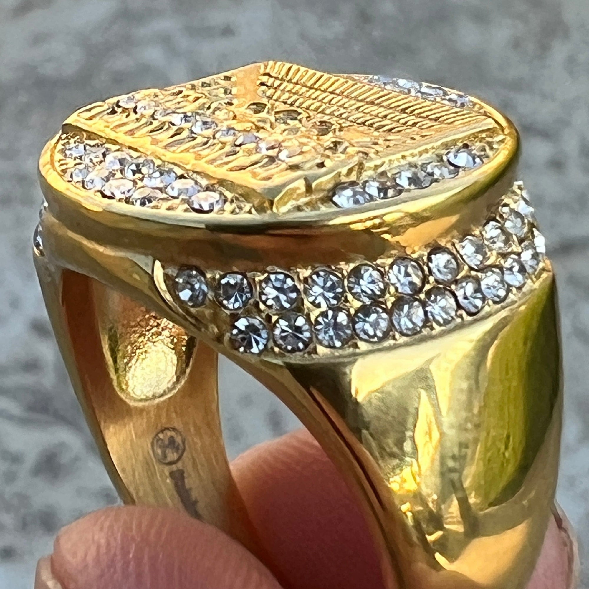 14K Gold Plated The Last Supper Round Ring Stainless Steel Iced Floode