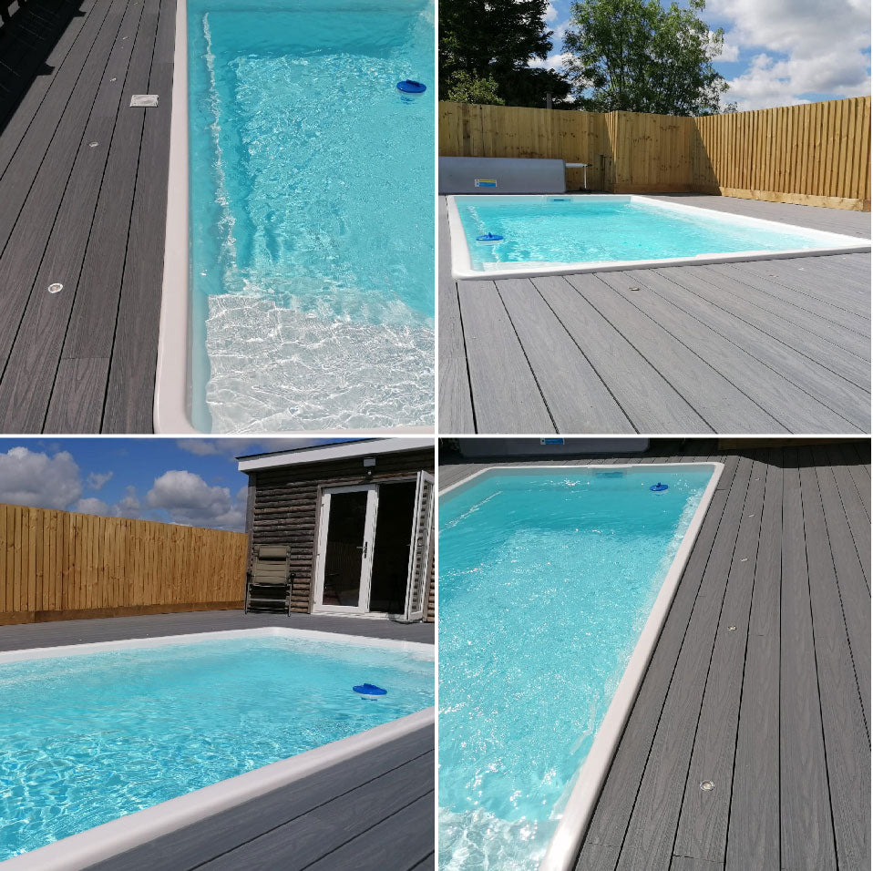 Poolside capped composite decking