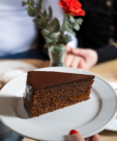 slice of classic chocolate sachertorte