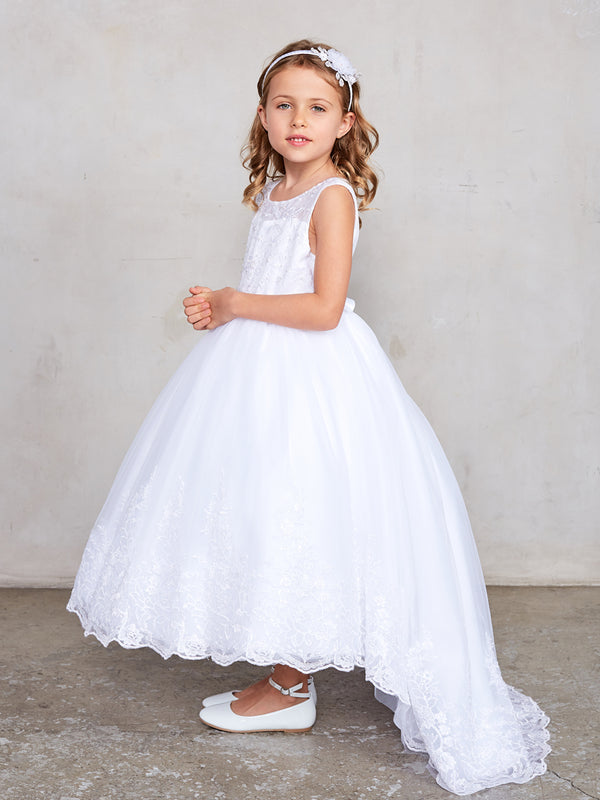 Princess Daliana Lindi Lace Piping Crew-Neck Flower Girl Dress