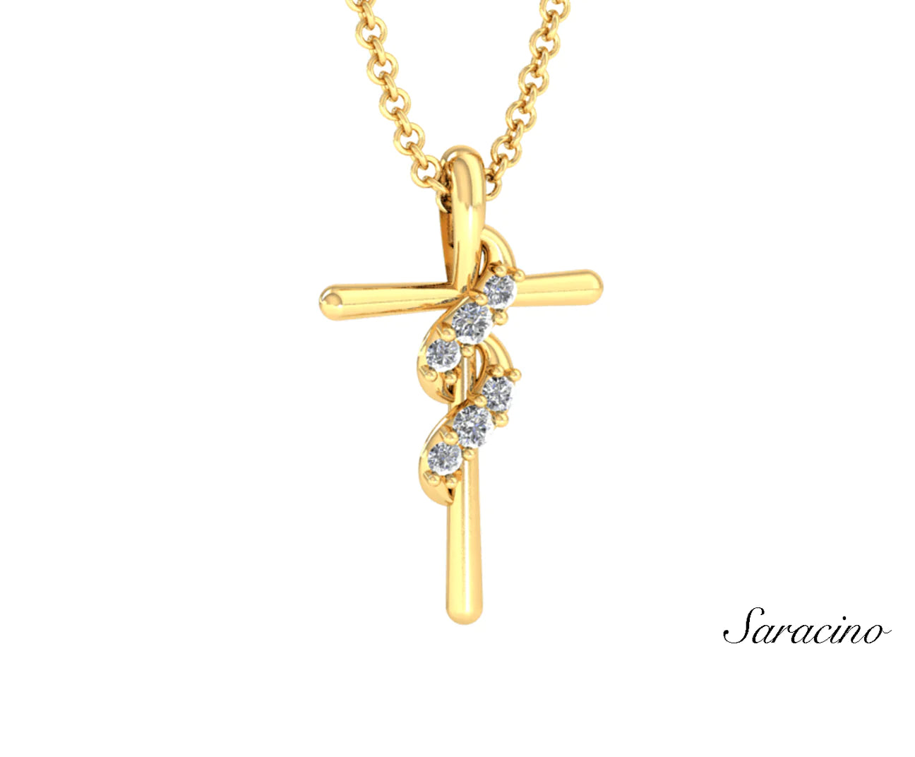 gold cross with diamond shawl necklace