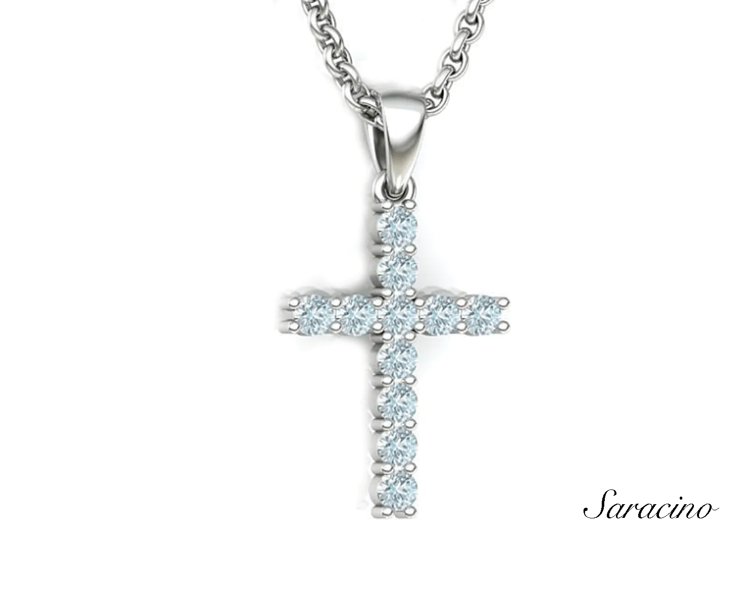 single row diamond cross pendant