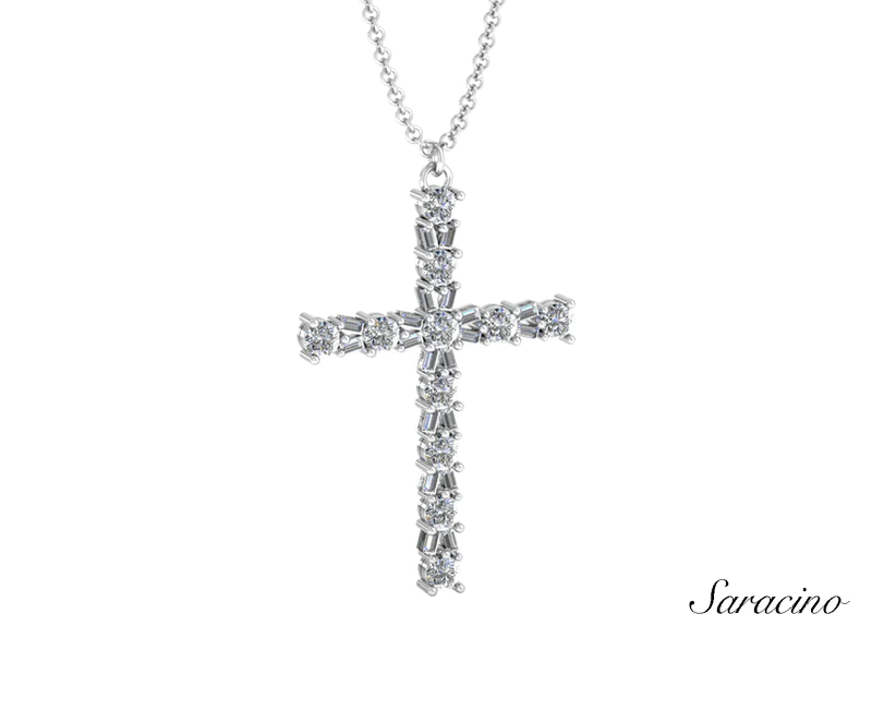 A diamond crucifix necklace