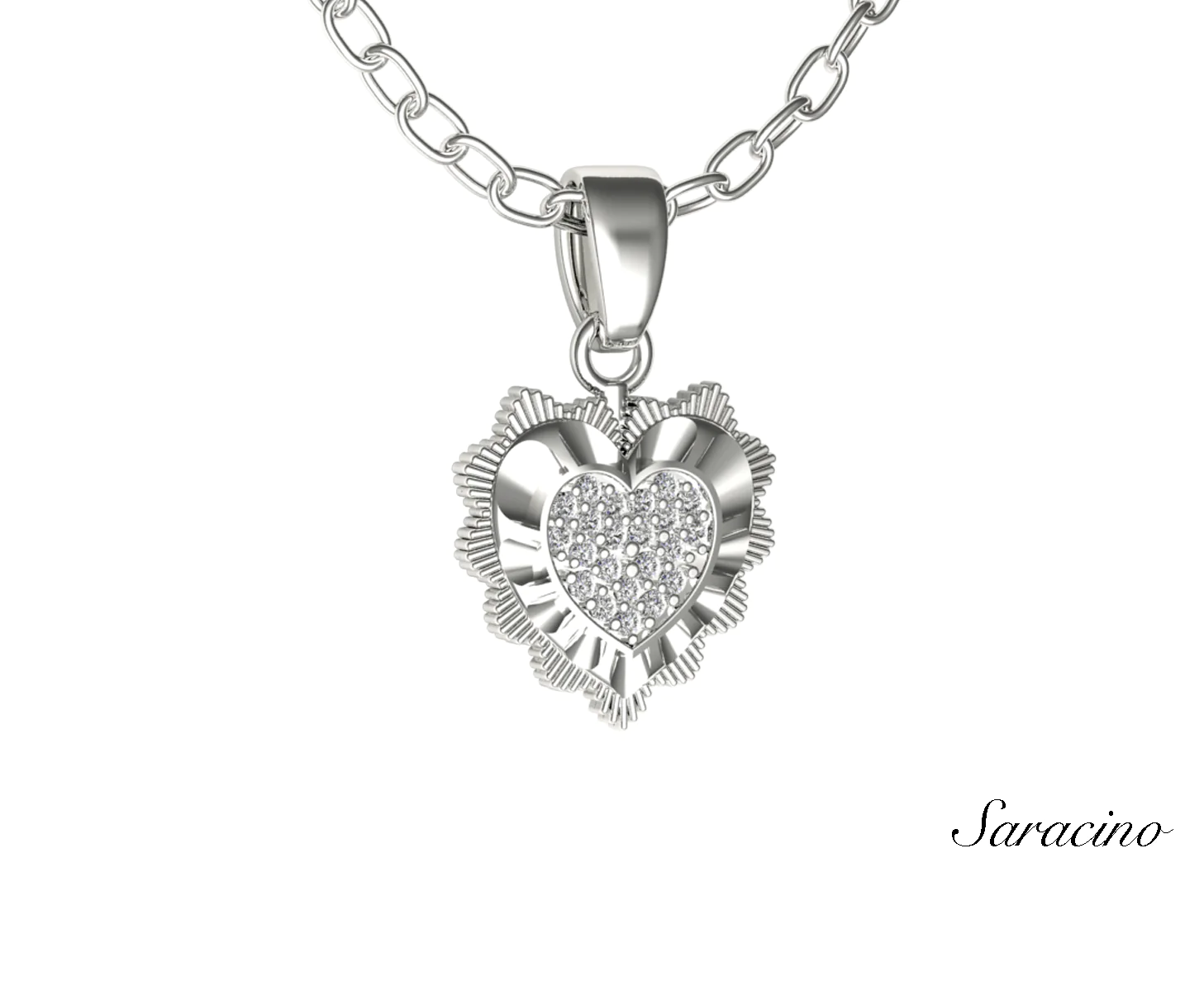 Saracino Jewelry fluted diamond heart pendant