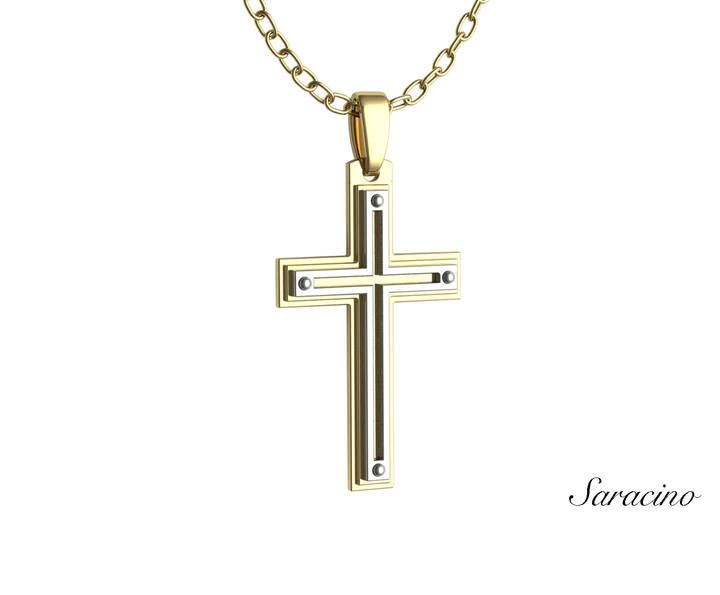 A two-tone gold crucifix necklace