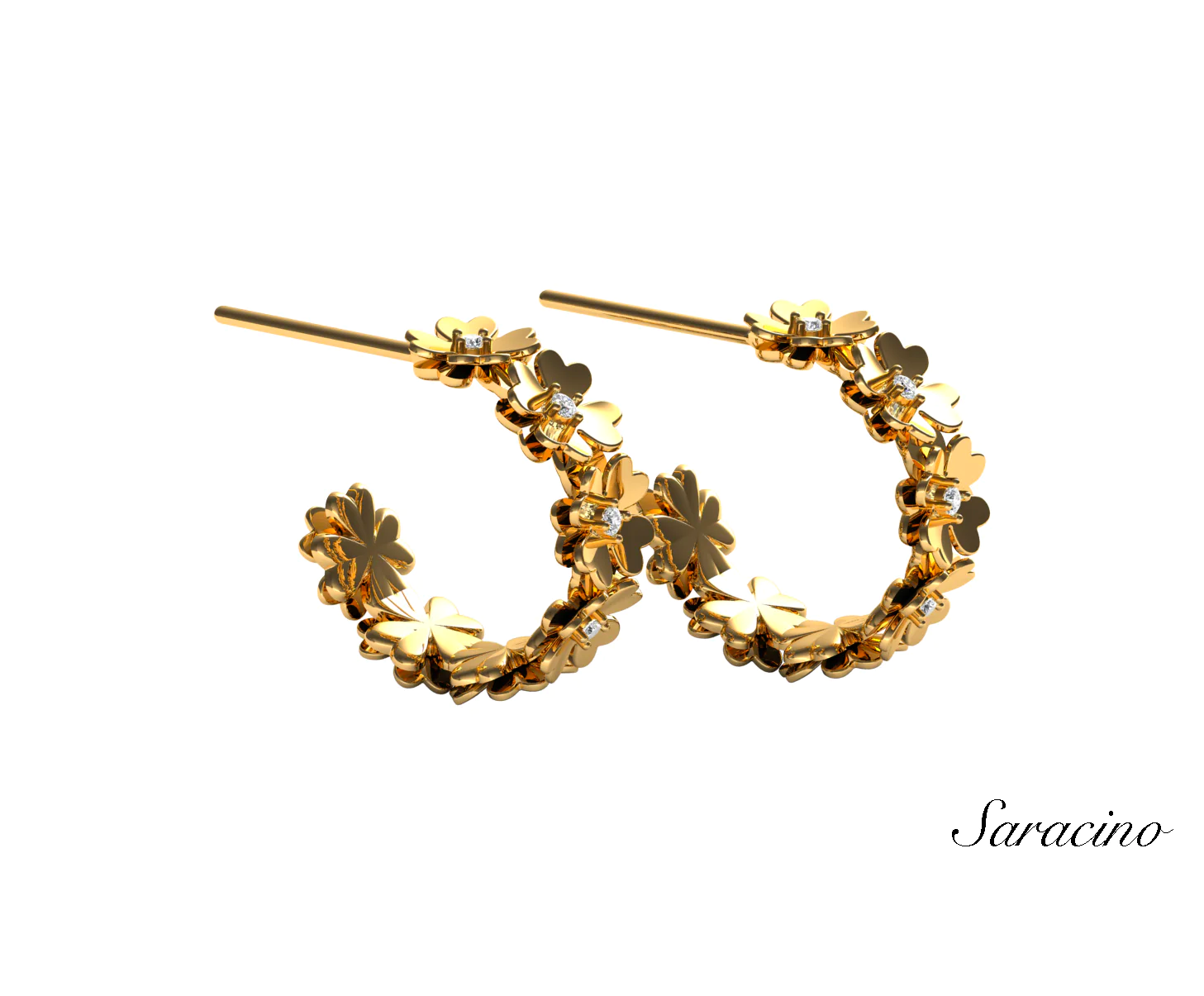 gold flower huggie earrings