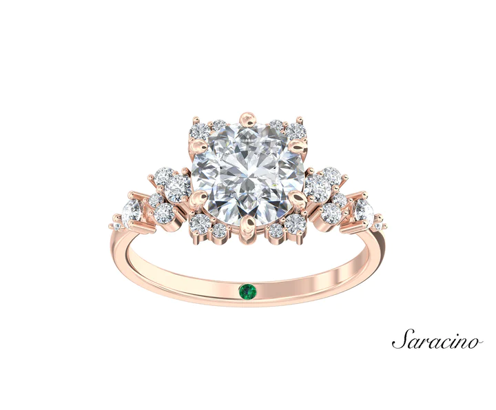 A rose gold round diamond engagement ring