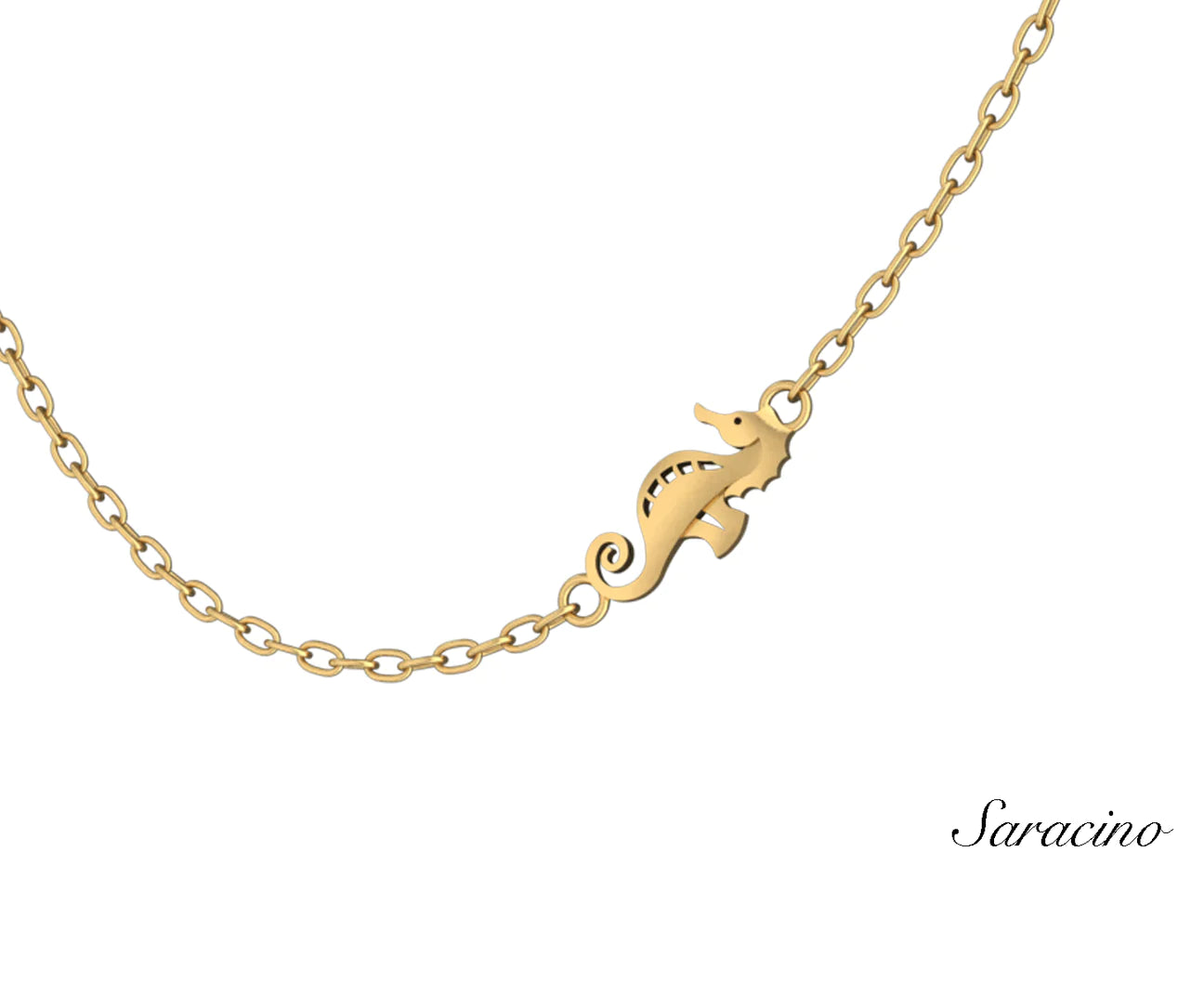 gold plated yellow gold seahorse necklace