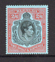 BERMUDA - 1938 - GVI ISSUE: 2/6 black & carmine on pale blue 'Substitute' paper GVI 'Key Type' issue, 1941 printing, comb perf 14 x 13¾. A fine mint copy. (SG 117b, Murray Payne #12a)  (BER/24953)