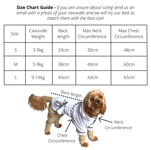 Sizing Chart for Cavoodle Bathrobe Towel