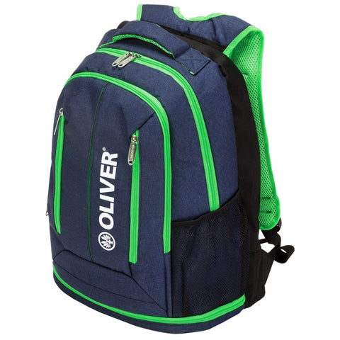 green and blue backpack