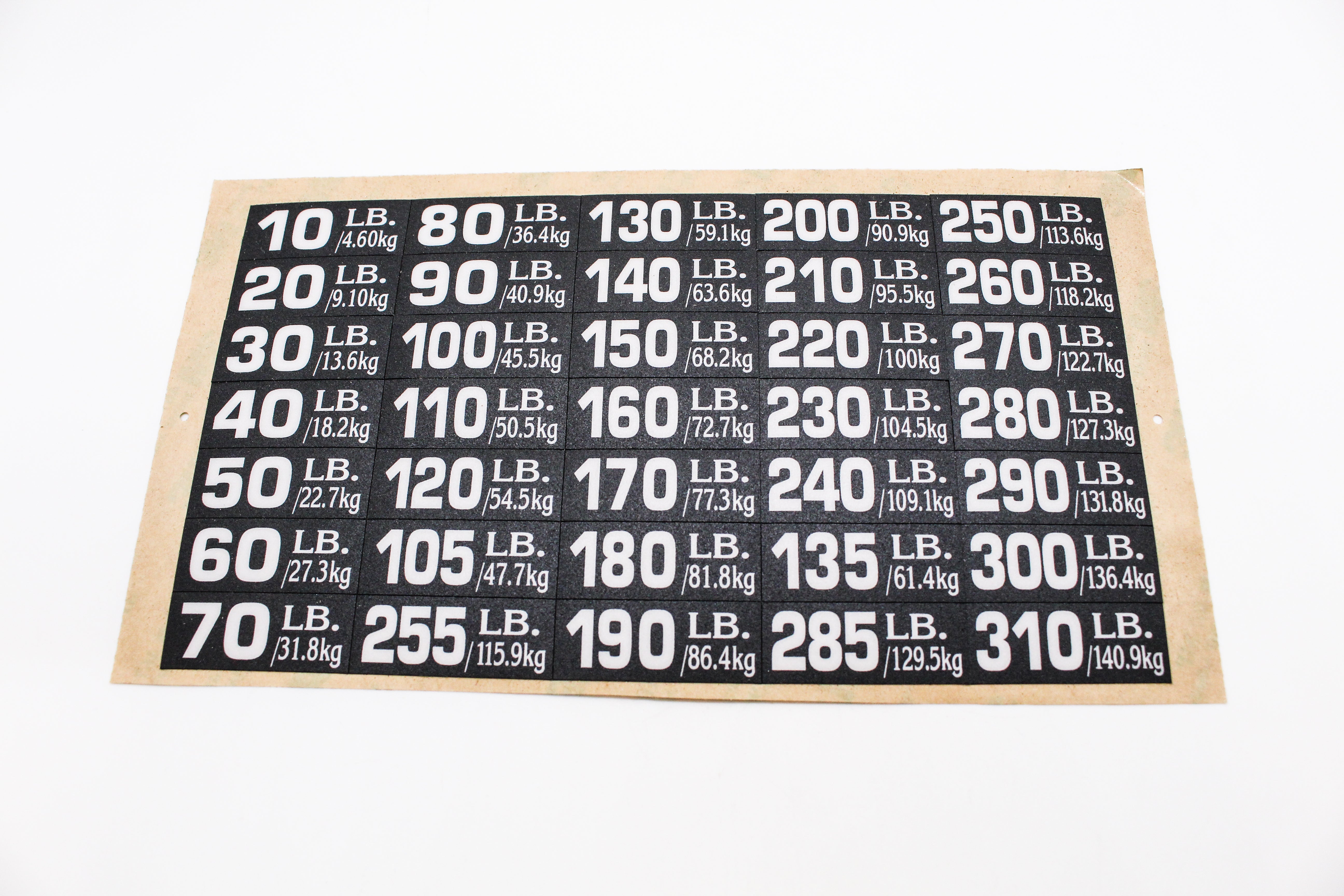 Weight Stack & Dumbbell Number Sticker Set - 10 - 210 Lbs