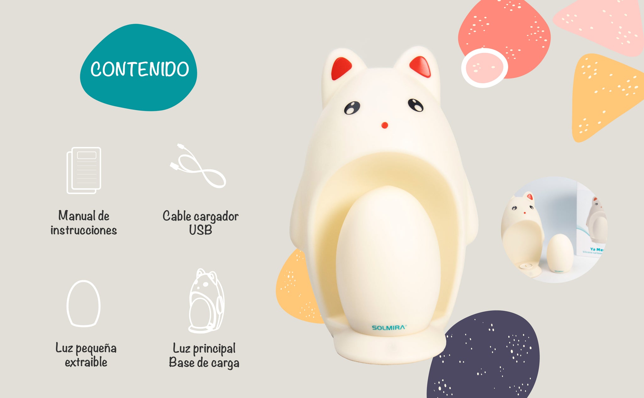 SOLMIRA® Luz Nocturna Infantil Portátil con Forma de Dragón – TRYNDAMERE S.L