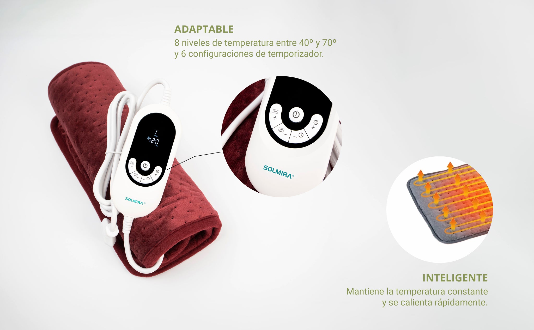 ▷ Manta Eléctrica Lavable con Diplay Digital y 6 Teperaturas