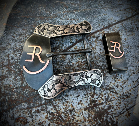 Custom Western Belt Buckle Style 6 / Nickel Silver / 2 Piece