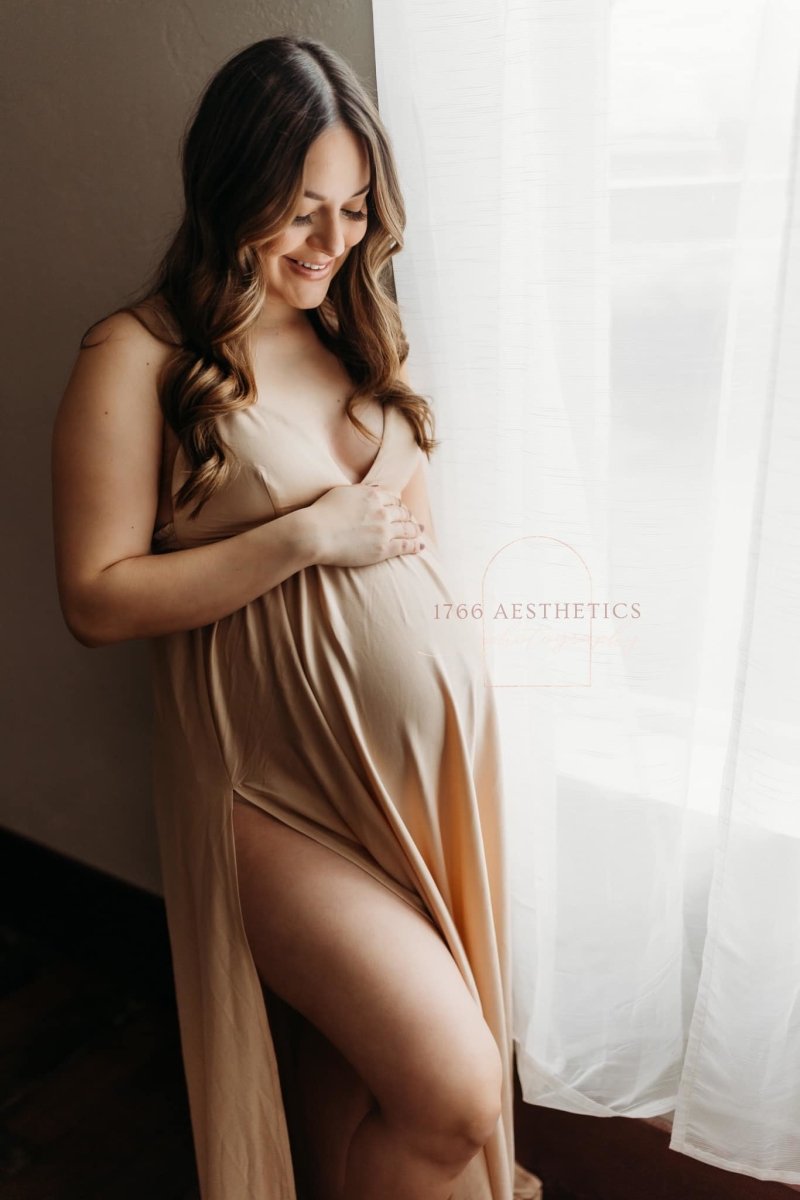 Dusty Rose Sheer Lace {Willow} Maternity Gown – Chicaboo