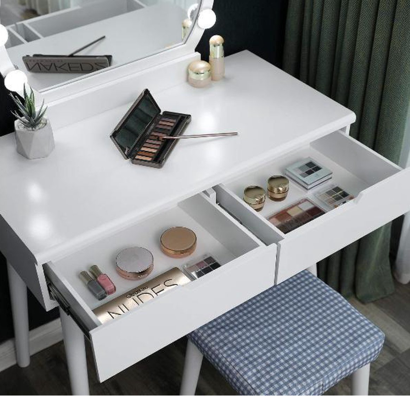 zand Kamer voor Make up tafel met spiegel wit – industriele-meubelstore