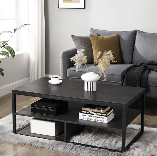 Instrument Varen huiswerk Salontafel met drie planken zwart 100x60x45 cm – industriele-meubelstore