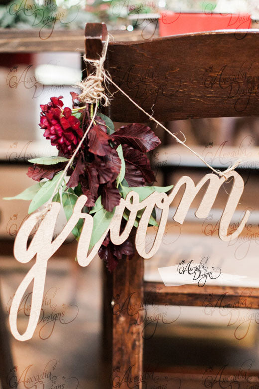 Groom And Bride Chair Sign Decor Arcadia Designs